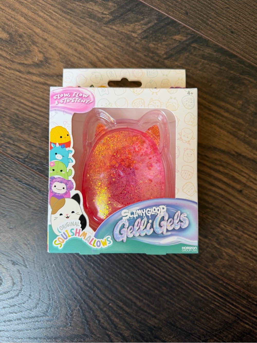 Squishmallows SlimyGloop Gelli Gels Cat Shape squishy Toy‎ - Pink & Gold Glitter
